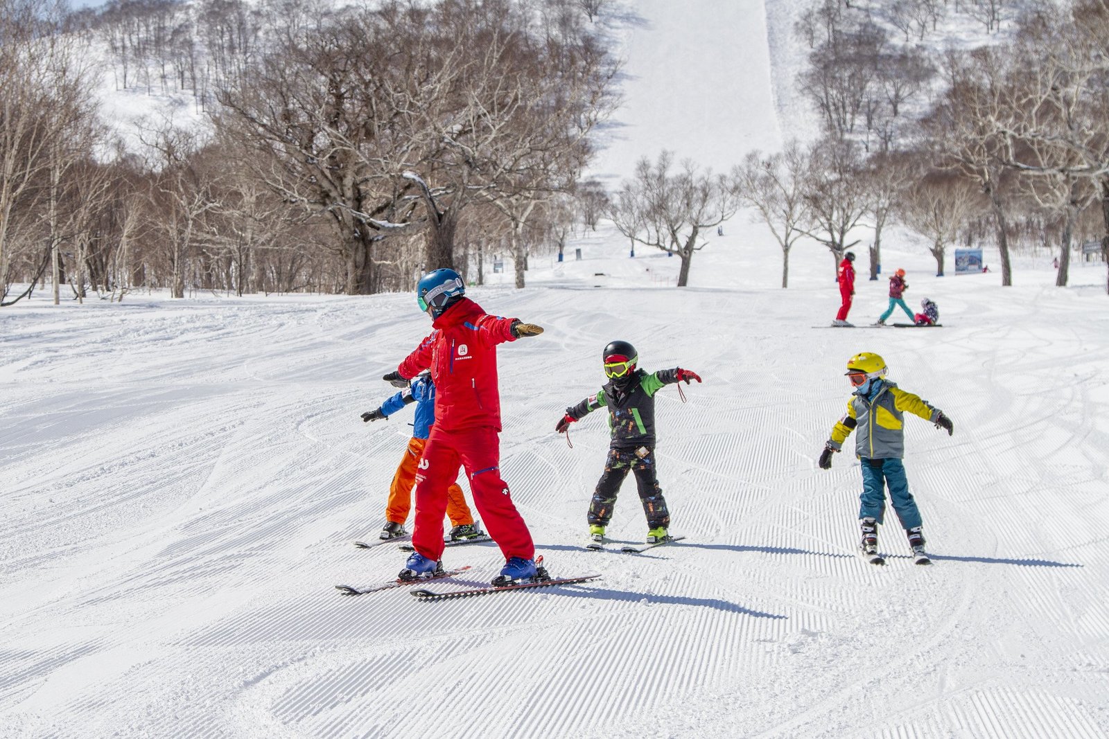kids skiers having fun on slope